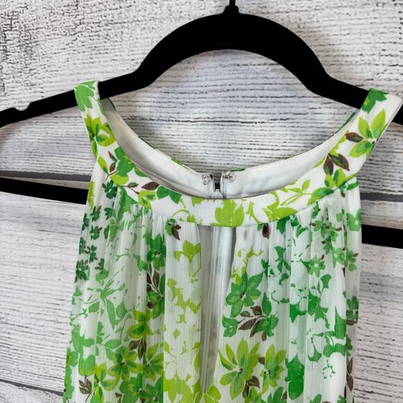 DKNY Women's Spring Green & White Floral High Neck Sleeveless Dress Size 8 - Picture 4 of 8